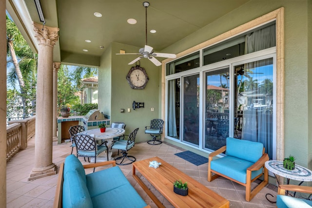 view of patio with ceiling fan