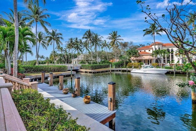 view of dock featuring a water view