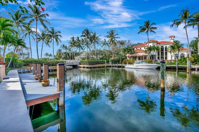 view of dock featuring a water view