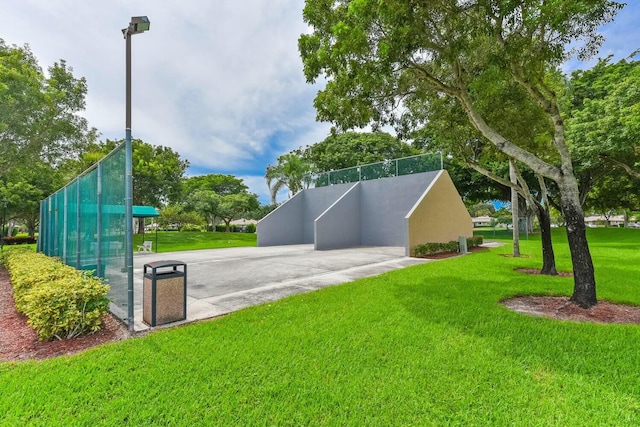 view of community featuring a lawn