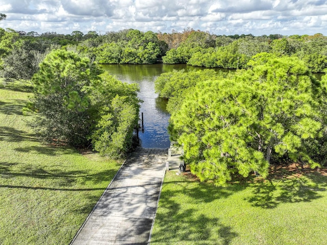 property view of water with a boat dock