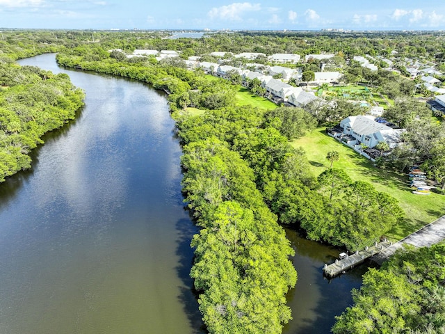 bird's eye view featuring a water view