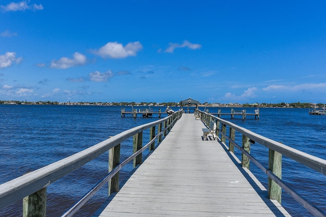 view of dock featuring a water view