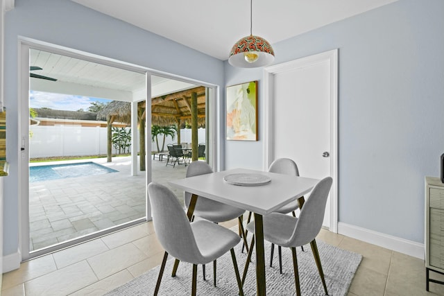 view of tiled dining area