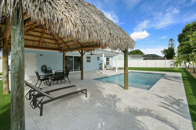 view of pool with a gazebo and a patio area