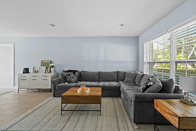 view of tiled living room