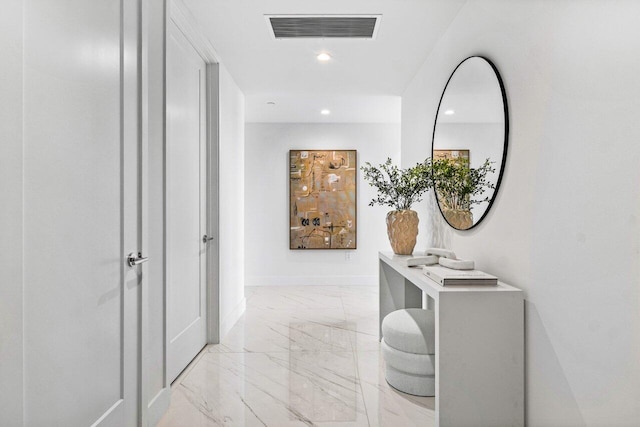 495 E Royal Palm Rd Unit 601, Boca Raton, FL 33432 - corridor with marble tiled flooring, recessed lighting, and baseboards