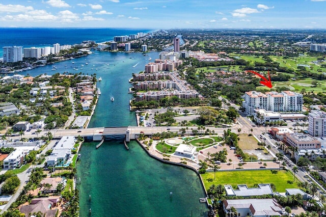 495 E Royal Palm Rd Unit 601, Boca Raton, FL 33432 - aerial view of property's location featuring a nearby body of water, nearby urban area, and a notable bridge