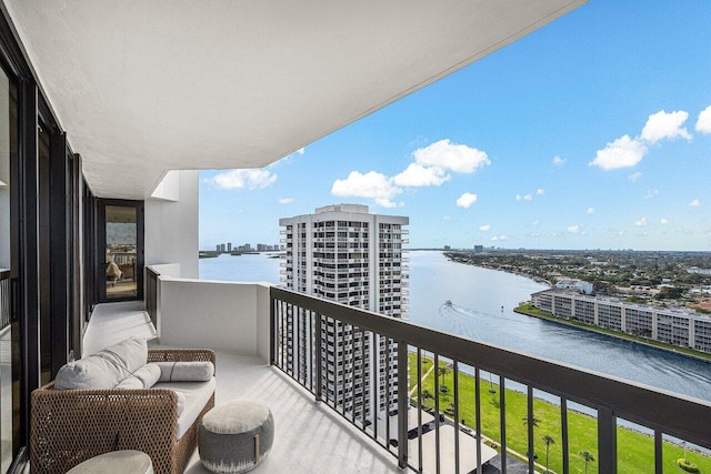 balcony with a water view