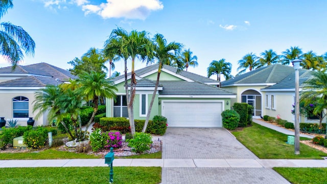 single story home with a garage