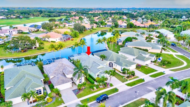 bird's eye view featuring a water view