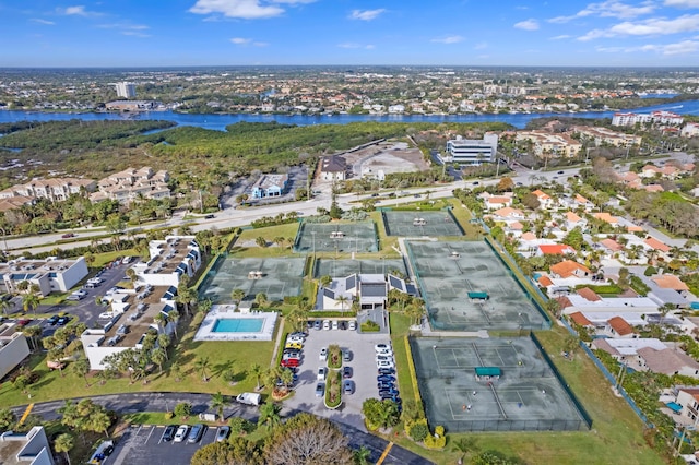 bird's eye view featuring a water view