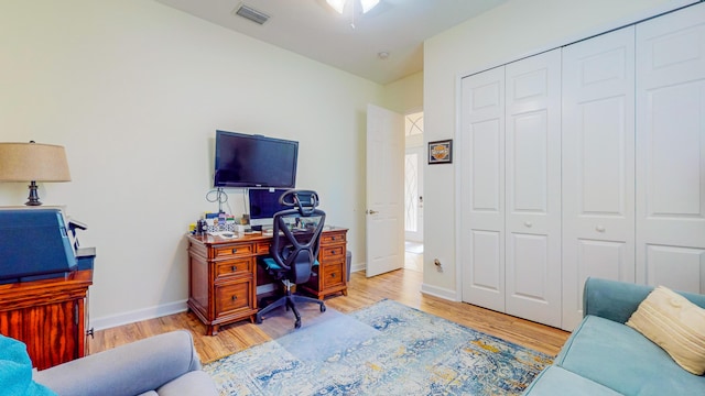 office featuring light hardwood / wood-style floors