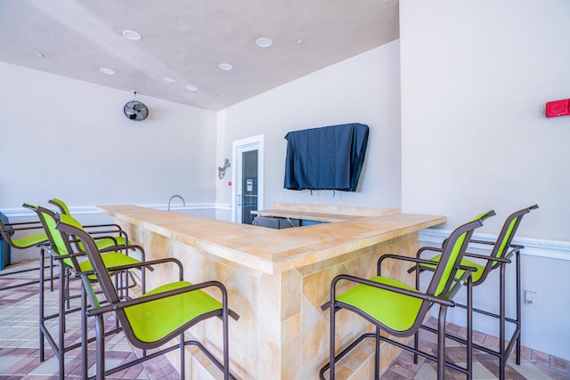 interior space with butcher block countertops