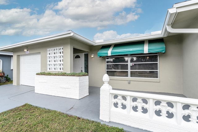 exterior space with a garage