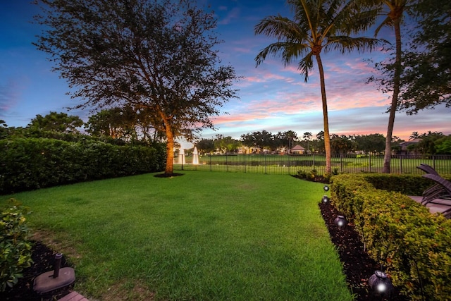 view of yard at dusk