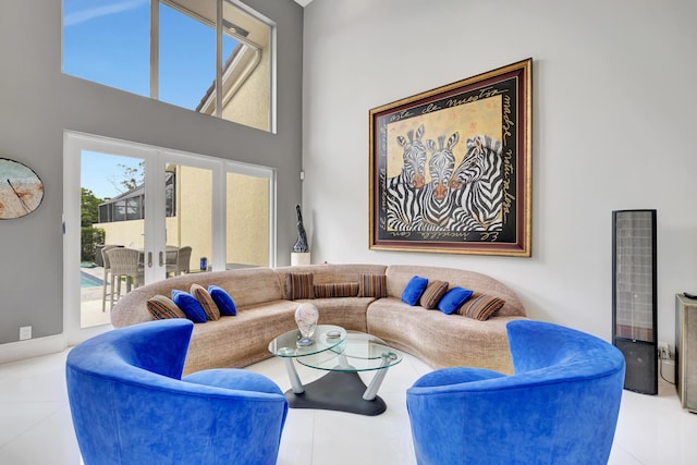 living room featuring french doors