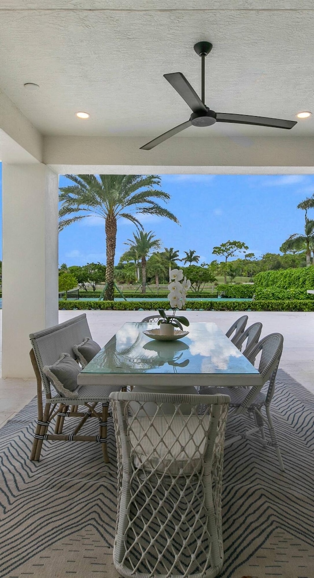 view of patio with ceiling fan