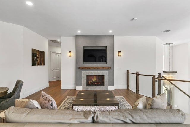 living room featuring hardwood / wood-style flooring