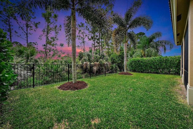 view of yard at dusk