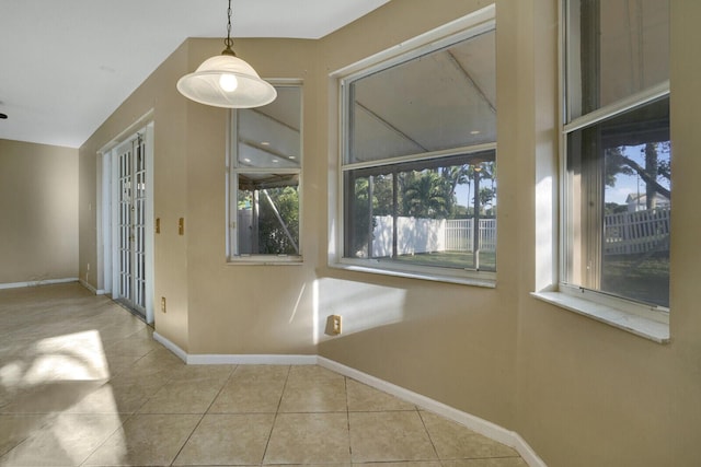 interior space featuring light tile patterned floors