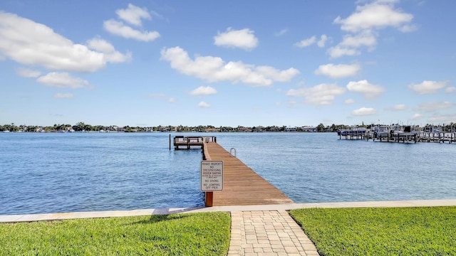 dock area featuring a water view