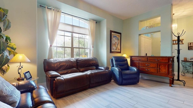 living room featuring light hardwood / wood-style floors