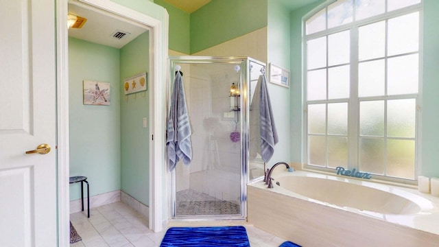 bathroom with plus walk in shower