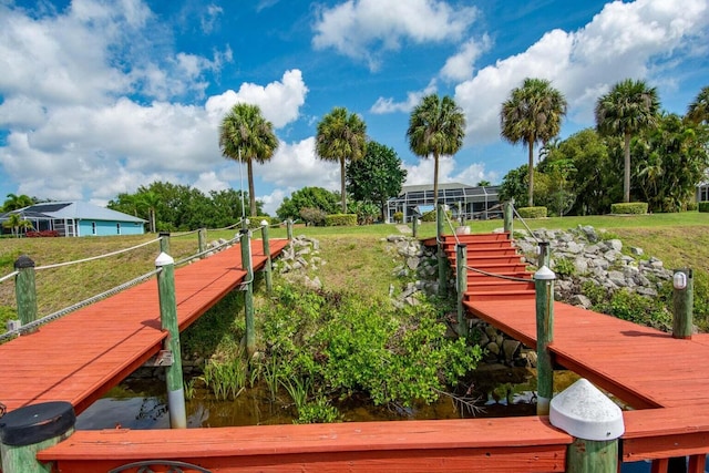 view of dock featuring a water view