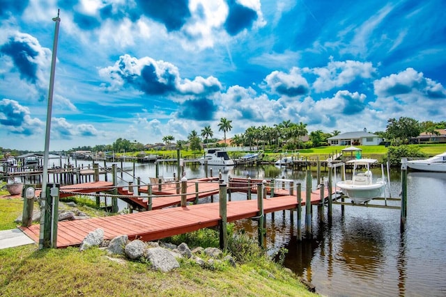 dock area featuring a water view