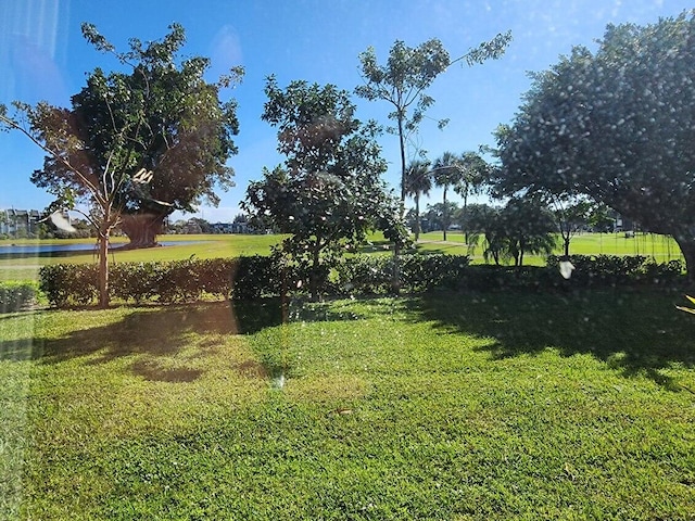 view of yard with a water view