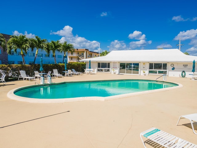 view of pool featuring a patio