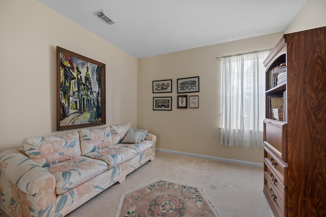 living room with light carpet