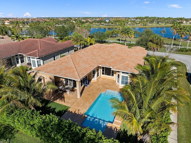 bird's eye view featuring a water view