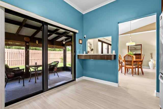 doorway to outside featuring wood-type flooring