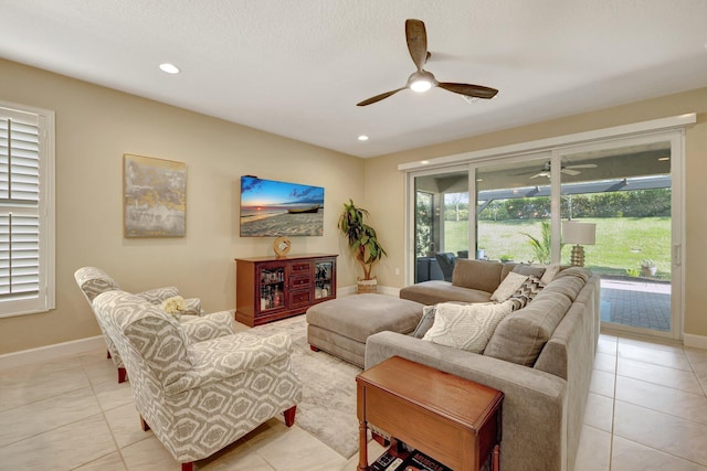 view of tiled living room