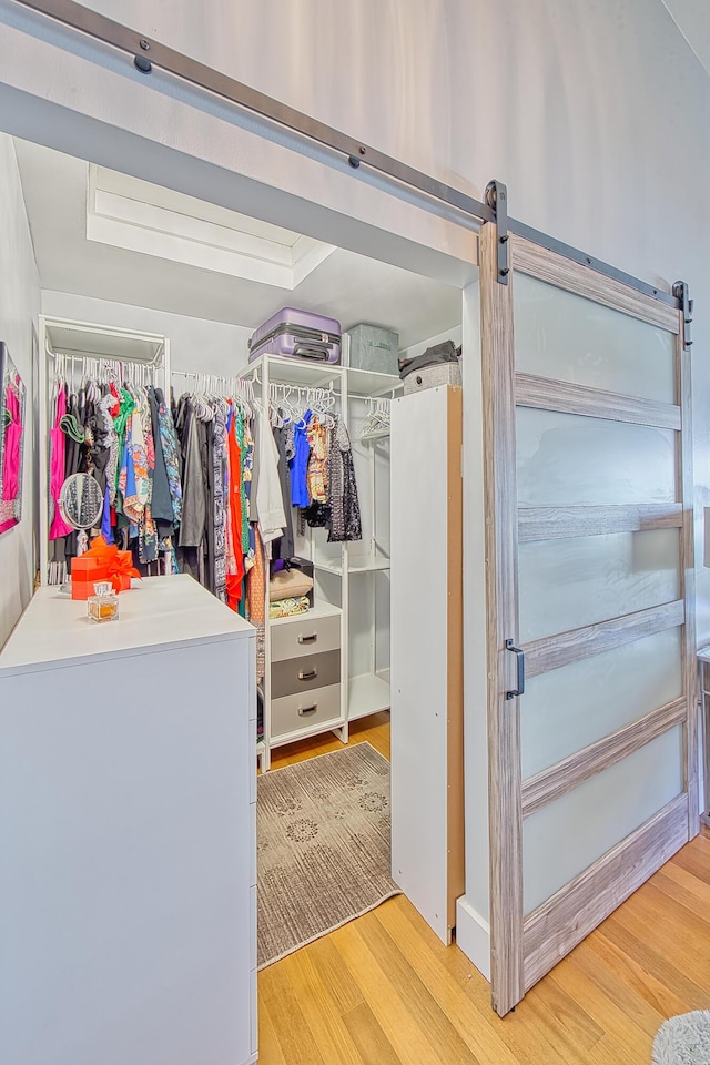 walk in closet featuring light hardwood / wood-style floors