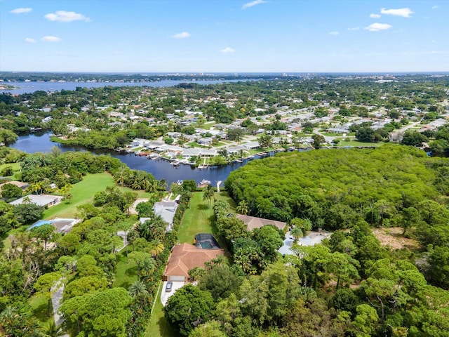 bird's eye view featuring a water view