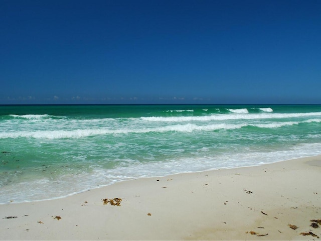 property view of water featuring a beach view