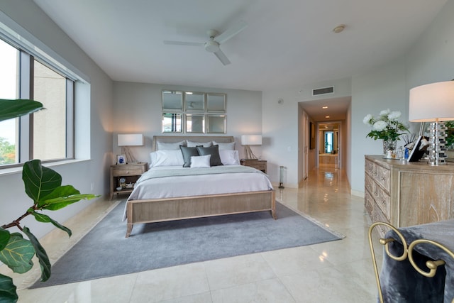 bedroom featuring ceiling fan