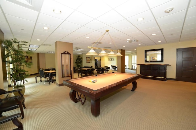 playroom featuring carpet and pool table