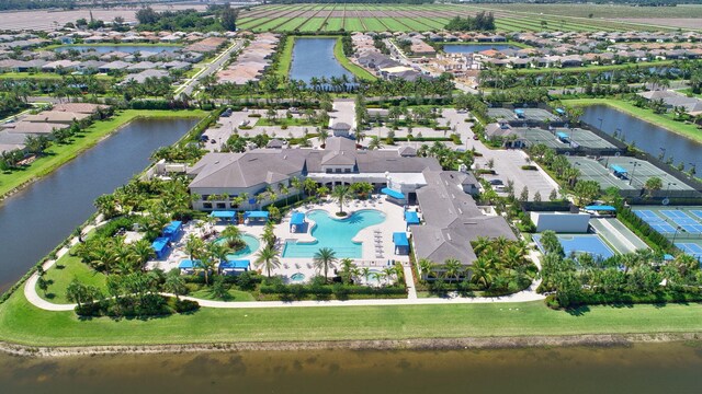 bird's eye view featuring a water view