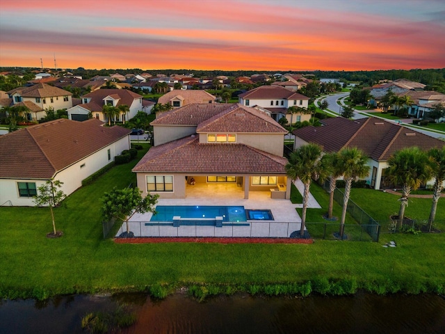 view of aerial view at dusk