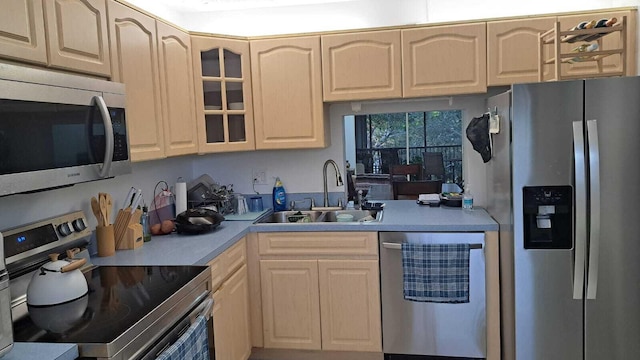 kitchen with sink and appliances with stainless steel finishes