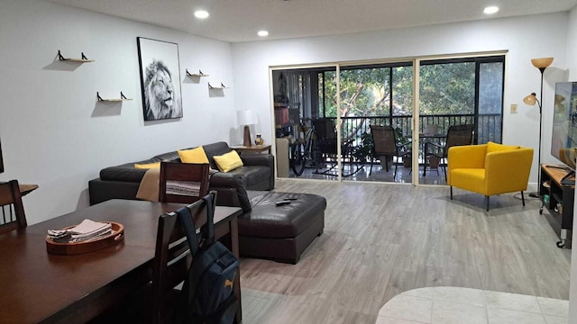 living room with hardwood / wood-style floors