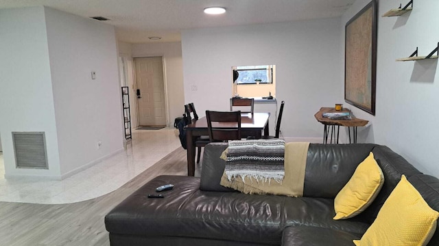 living room featuring light hardwood / wood-style flooring