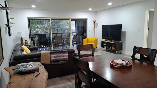 living room with hardwood / wood-style floors