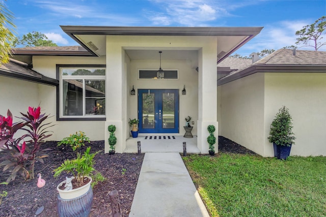 property entrance with french doors