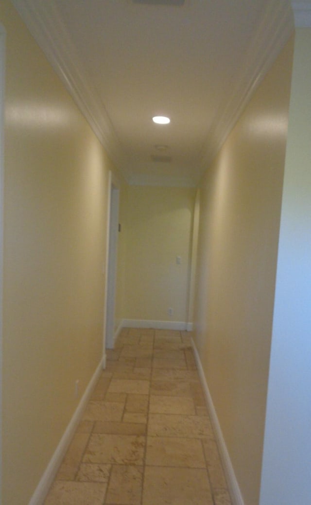 hallway with ornamental molding