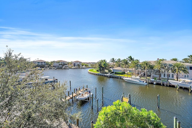 view of dock featuring a water view